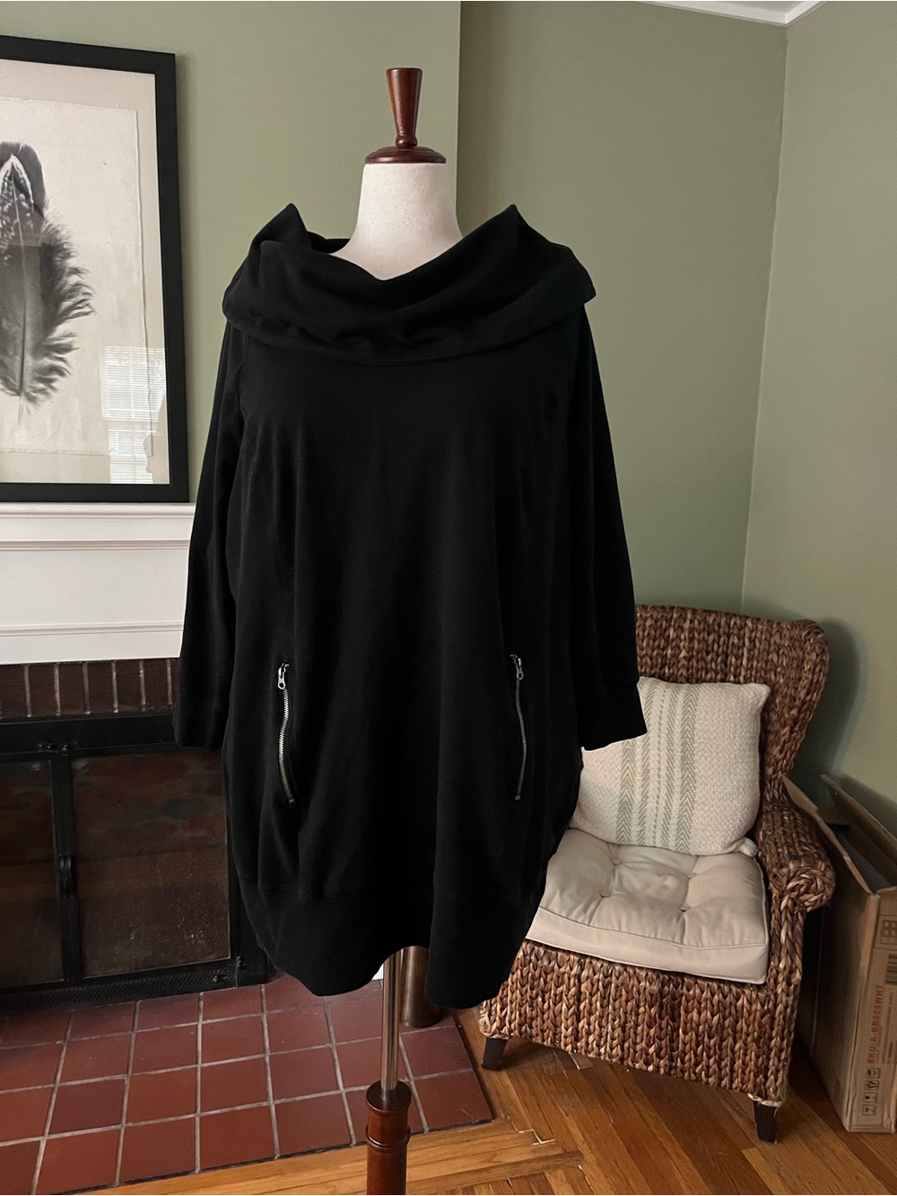Lane Bryant Black Oversized Funnel Neck Sweatshirt Tunic - Size 22/24